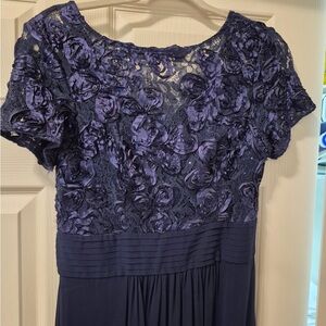 Oleg Cassini Purple and Blue Sequin Pleated Gown